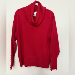 Susan Bristol Vibrant Red Cowl Neck Merino Wool Sweater Women’s 3XL